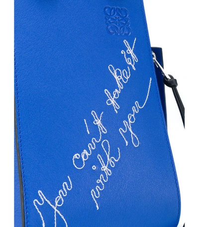 Shop Loewe Blue Embroidered Hammock Bag