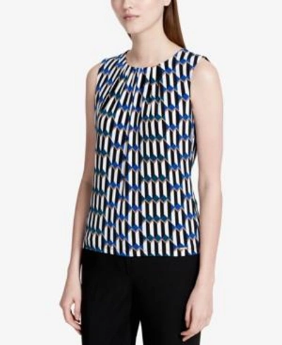 Shop Calvin Klein Geo-print Pleated Shell In Regatta Multi