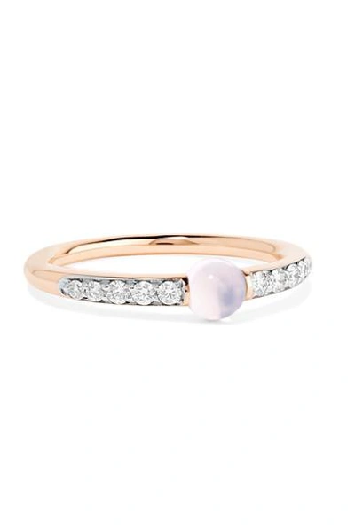 Shop Pomellato M'ama Non M'ama 18-karat Rose Gold, Diamond And Moonstone Ring