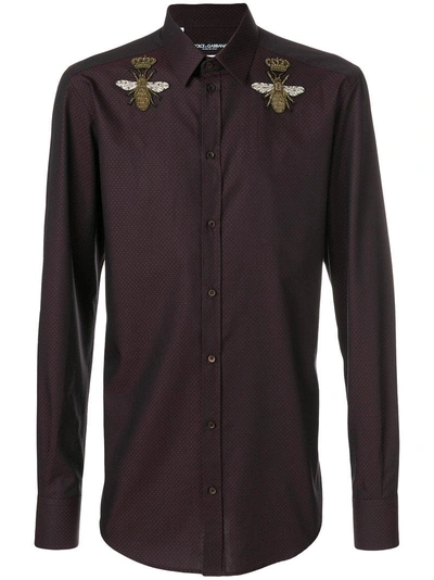 Shop Dolce & Gabbana Crowned Bee Appliqué Shirt