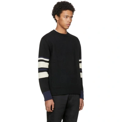 Junya Watanabe Black Wool Striped Sleeve Sweater | ModeSens