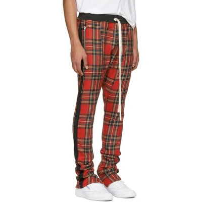 Shop Fear Of God Red Tartan Plaid Drawstring Trousers In Red Plaid