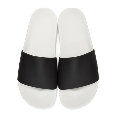 Shop Rick Owens Drkshdw Black And White Shower Slides In 91 Black/milk