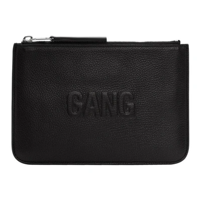 Shop Neil Barrett Black Embossed Gang Pouch