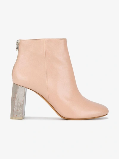 Shop Acne Studios Pink Leather Claudine 90 Ankle Bboots