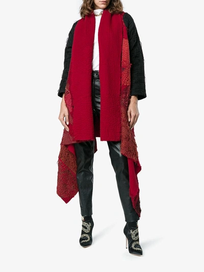 Shop By Walid Wrap Patchwork Shawl In Red