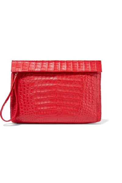 Shop Nancy Gonzalez Crocodile Clutch In Red