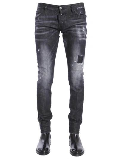Shop Dsquared2 Long Clement Fit Jeans In Nero