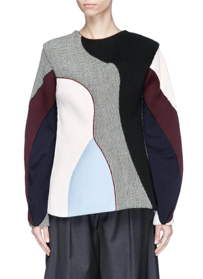 Shop Victoria Beckham Colourblock Mixed Knit Panelled Sweater