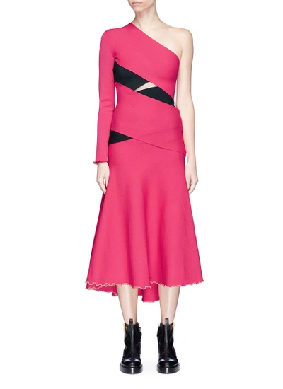 Shop Proenza Schouler Colourblock Cutout Bandage One-shoulder Dress
