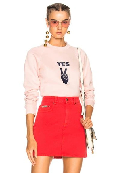 Shop Alexa Chung Yes Peace Sign Flock Print Sweatshirt In Pink