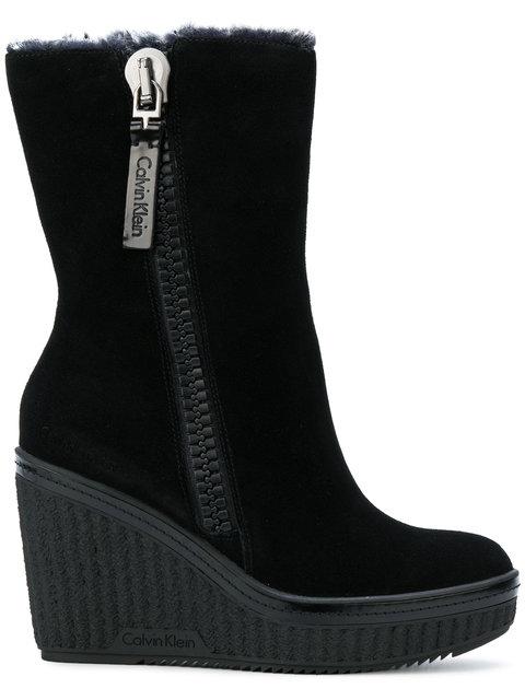 calvin klein black suede boots