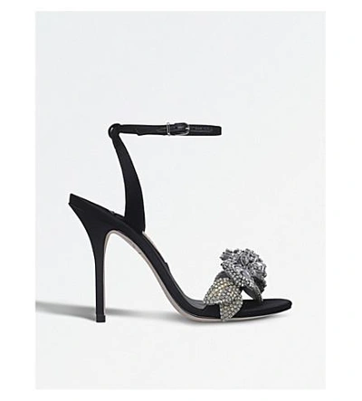 Shop Sophia Webster Lilico Satin Heeled Sandals In Black