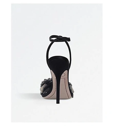 Shop Sophia Webster Lilico Satin Heeled Sandals In Black