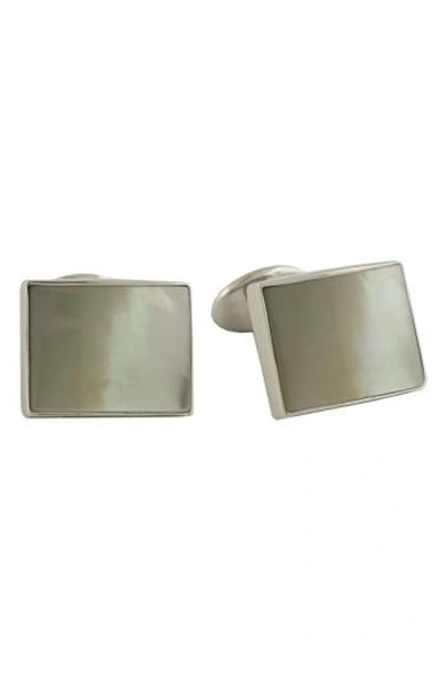 Shop David Donahue Sterling Silver Cuff Links In Mother Of Pearl