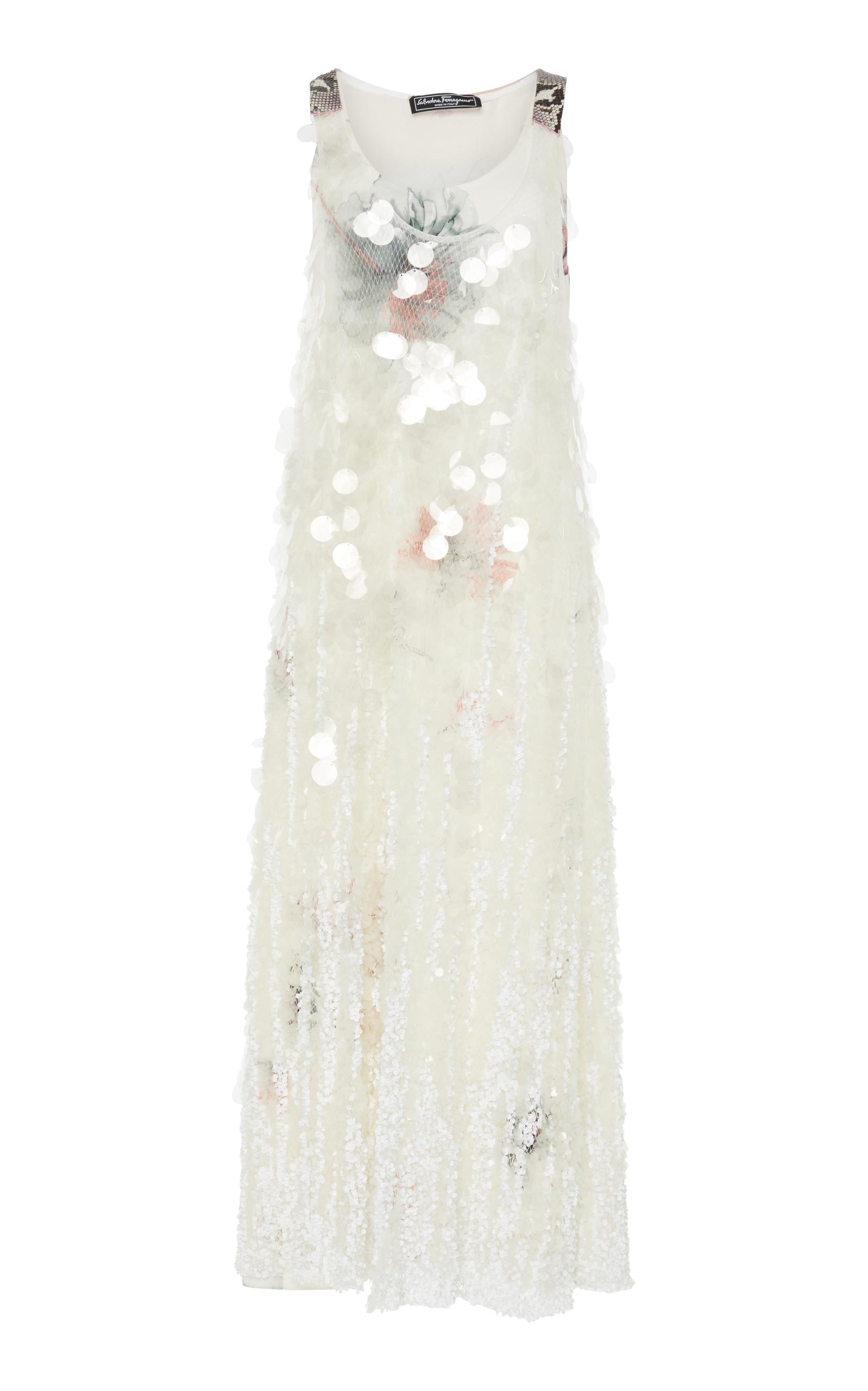 white paillette dress