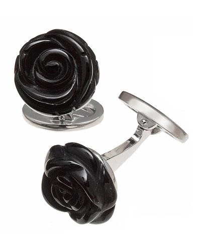 Shop Jan Leslie Onyx Carved Rose Cuff Links