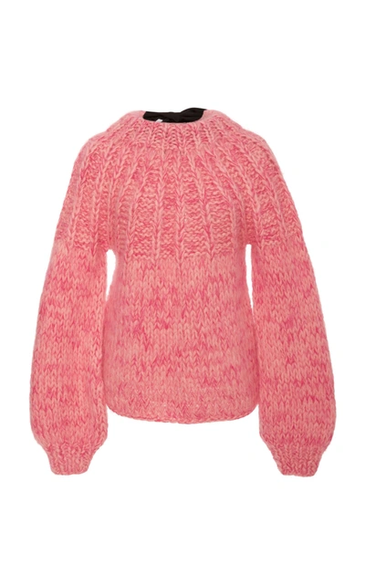 Shop Ganni The Julliard Mohair And Wool-blend Sweater In Pink