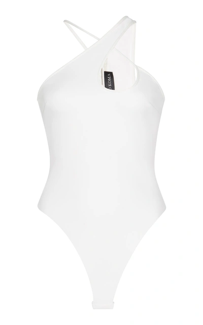 Shop David Koma Asymmetrical Keyhole Bodysuit In White