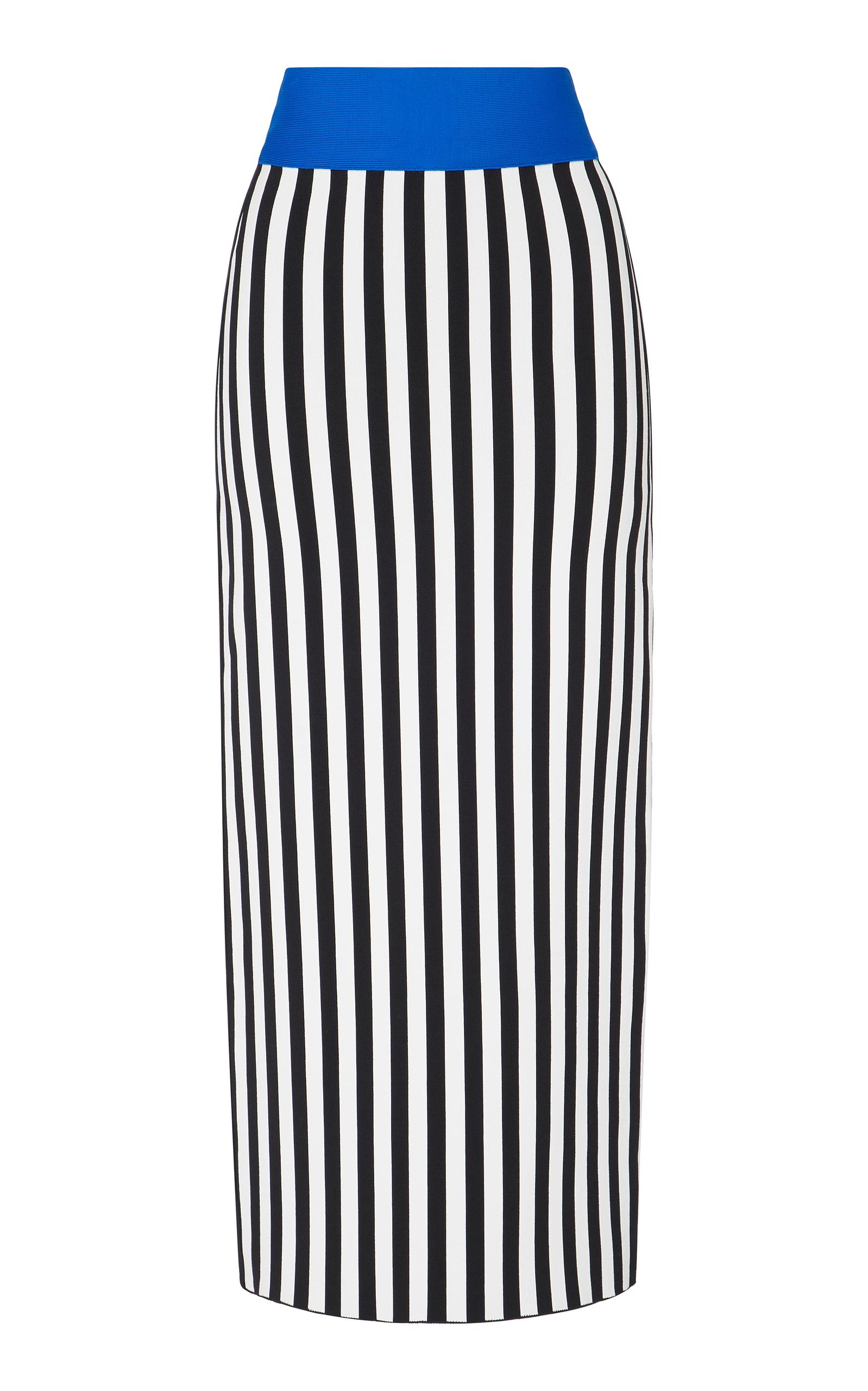 David Koma Striped Intarsia Skirt In Black/white | ModeSens