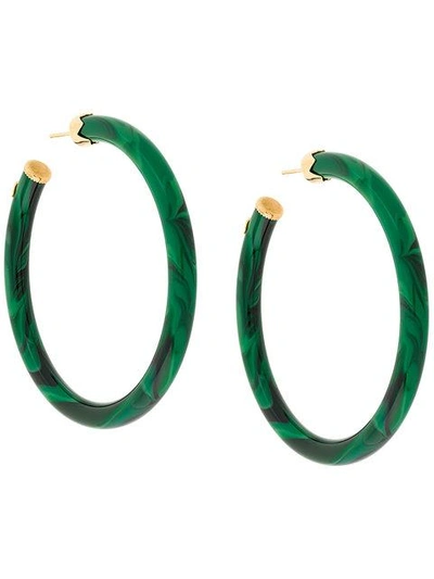Shop Gas Bijoux Caftan Hoop Earrings In Green