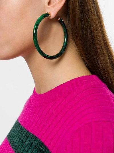 Shop Gas Bijoux Caftan Hoop Earrings In Green