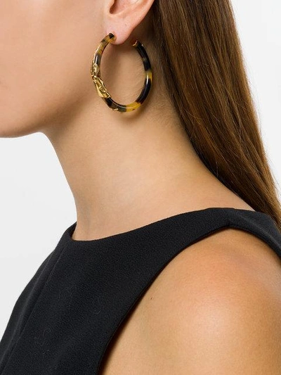 Shop Gas Bijoux Cobra Hoop Earrings In Brown