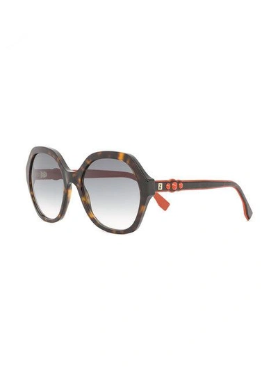 Shop Fendi Square Oversized Sunglasses In Brown