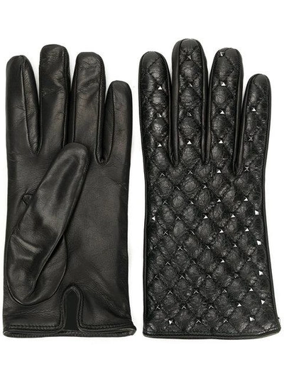 Shop Valentino Garavani Rockstud Gloves - Black