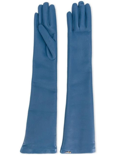 Shop Ferragamo Long Leather Gloves
