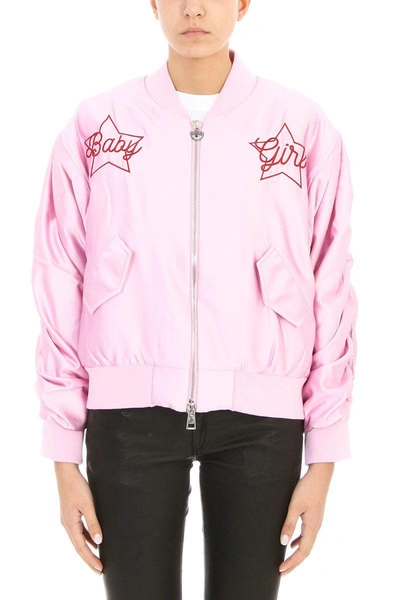 Shop Chiara Ferragni Bad Girl Bomber Jacket In Rose-pink