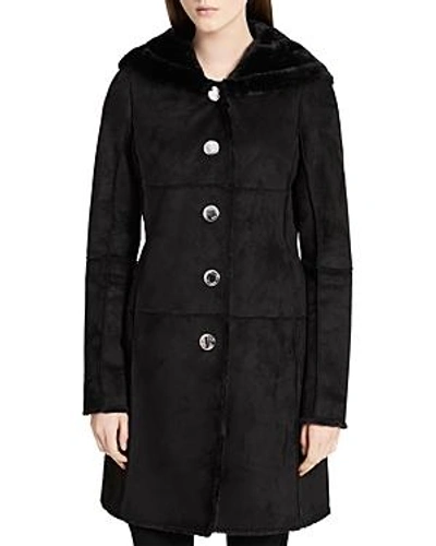 Shop Calvin Klein Faux Shearling Coat In Black