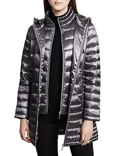 Shop Calvin Klein Packable Down Coat In Shine Granite