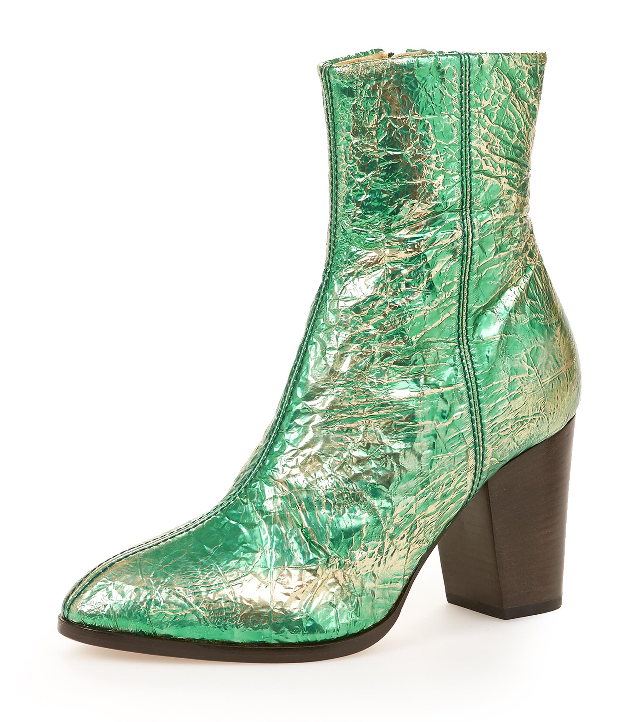 green metallic boots