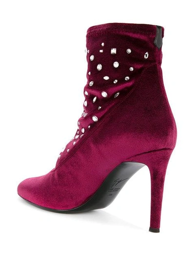 Shop Giuseppe Zanotti Dazzling Celeste Booties In Pink