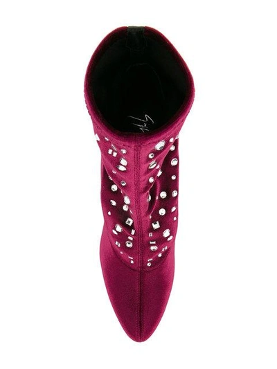 Shop Giuseppe Zanotti Dazzling Celeste Booties In Pink