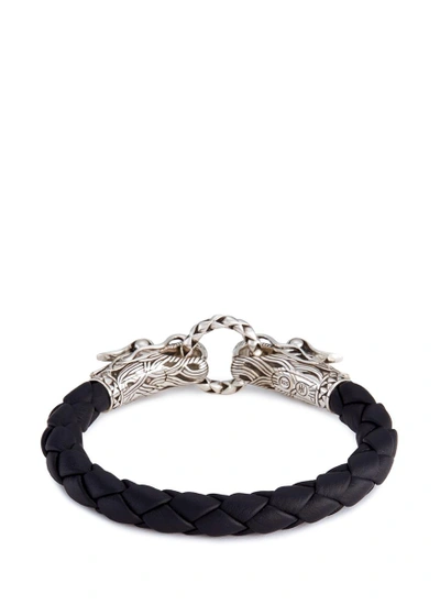 Shop John Hardy Silver Double Naga Woven Leather Cord Bracelet