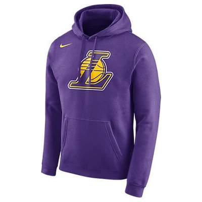 Shop Nike Men's Los Angeles Lakers Nba Club Logo Fleece Hoodie, Purple