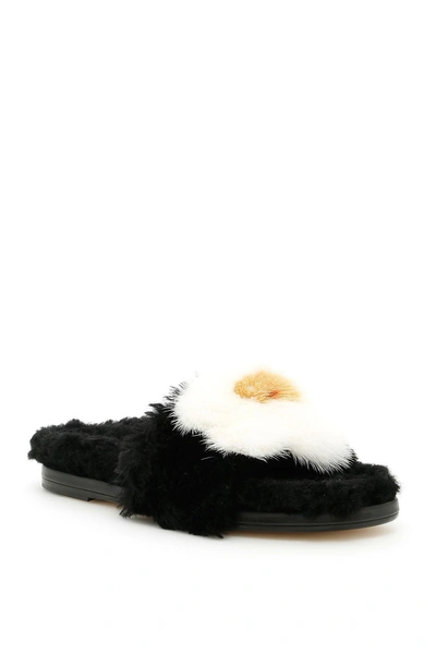 Shop Anya Hindmarch Egg Slides In Blackbianco