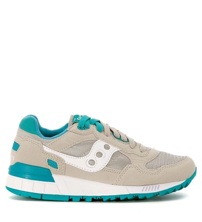 Shop Saucony Shadow 5000 Sneaker In Grey And Green Suede And Mesh In Grigio
