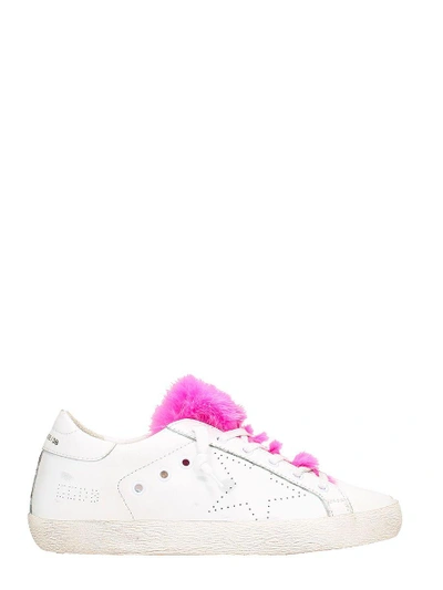 Shop Golden Goose Superstar White And Fuchsia Leather Sneakers