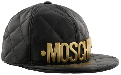 Shop Moschino Baseball Cap In Black-gold