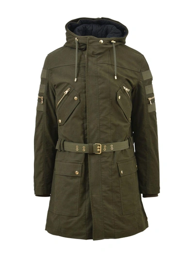 Shop Balmain Green Military Parka Jacket In Army