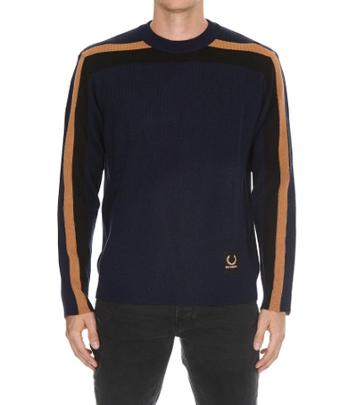 Shop Fred Perry By Raf Simons Stripe Jumper In Dark Navy