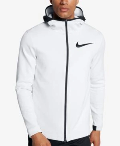 Shop Nike Men's Therma Flex Showtime Zip Basketball Hoodie In White