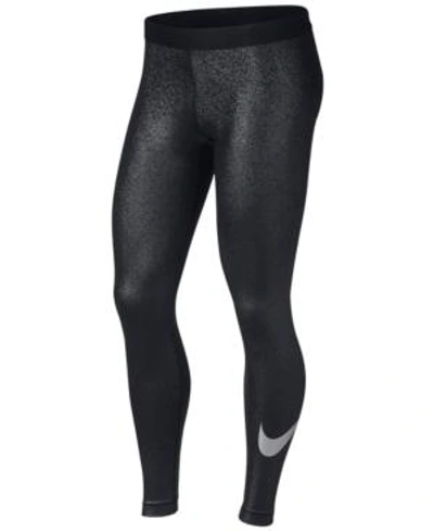 Shop Nike Pro Cool Sparkle Dri-fit Leggings In Black/metallic Silver