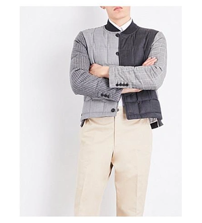 Shop Thom Browne Funmix Quilted Wool Jacket In Blk/wht