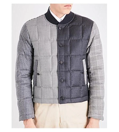 Shop Thom Browne Funmix Quilted Wool Jacket In Blk/wht