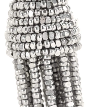 Shop Oscar De La Renta Tassel Clip-on Earrings In Silver