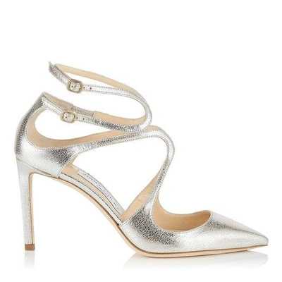 Shop Jimmy Choo Lancer 85 Champagne Glitter Leather Pointy Toe Pumps